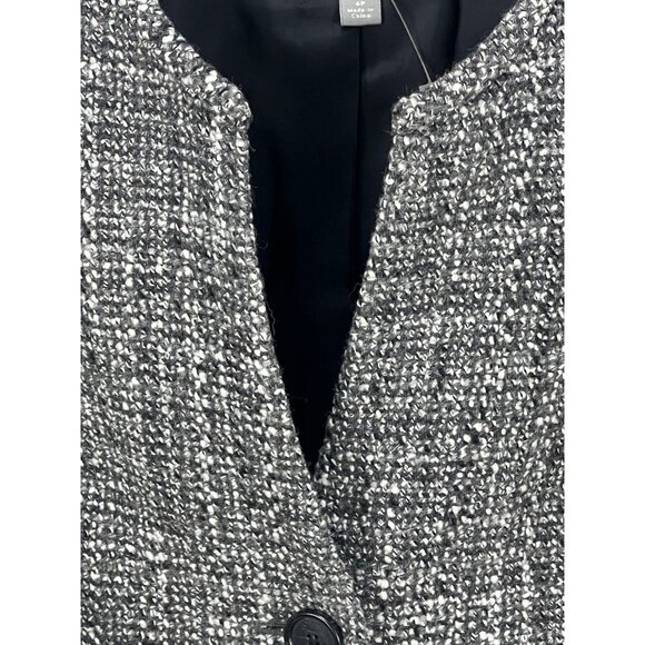 Ann Taylor Petites Womens Tweed Button-Up Blazer Jacket Black White  4P Business - Picture 3 of 9
